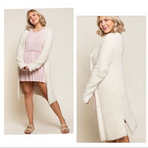 OFF white Alpaca Mohair Look Knit Cardigan - Picture 2 of 13